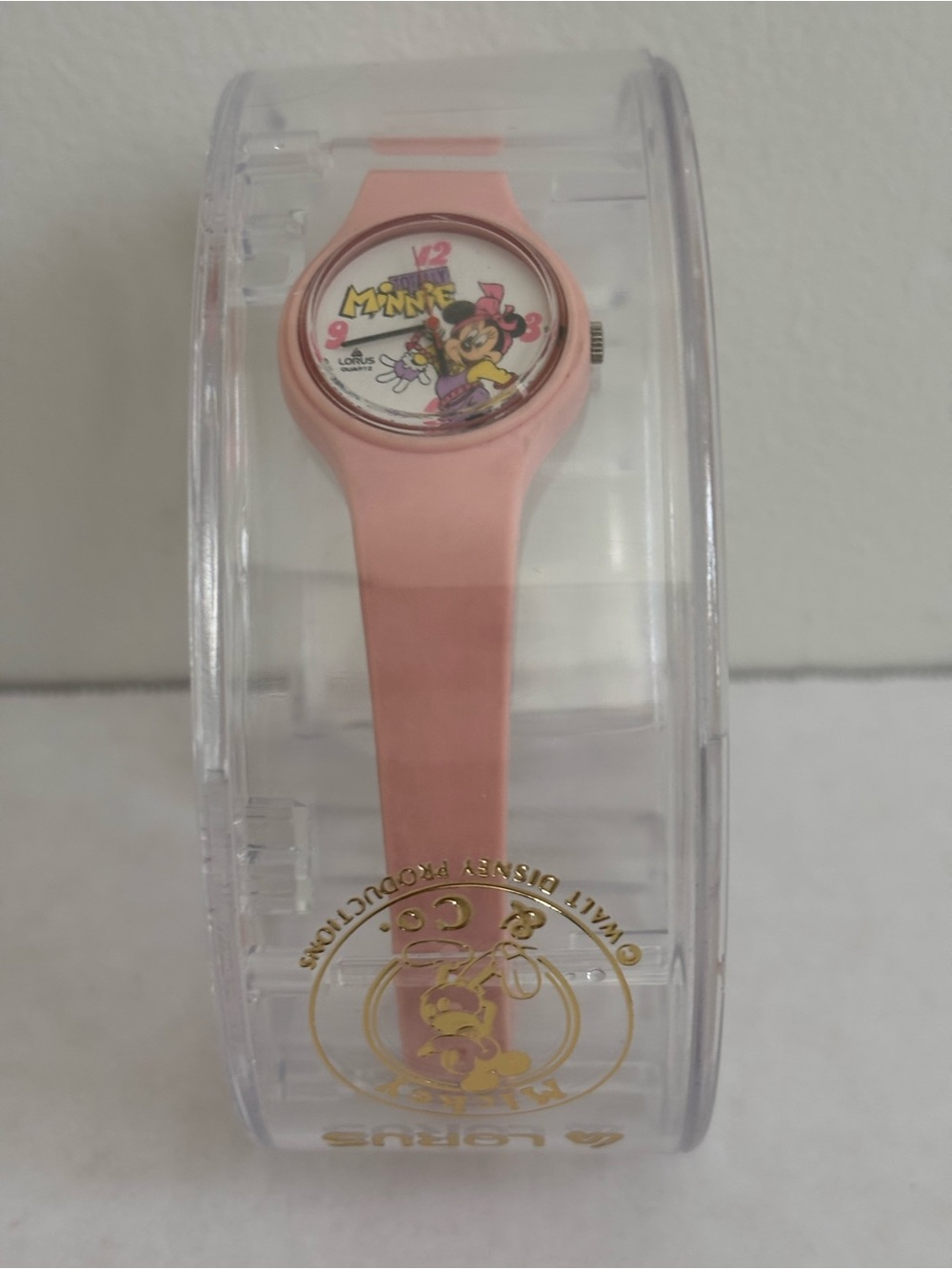 Vintage Pink Childs Lorus Quartz Minnie Mouse Water Resistant Watch